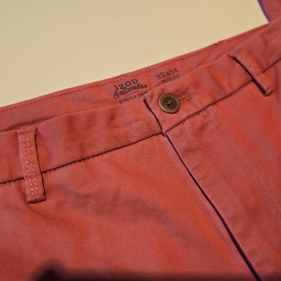 Izod Men's Saltwater Red Stretch Chino [32x34] - Picture 2 of 6